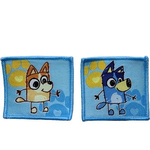 Bluey Patch, Iron On, SET OF 2, Bingo Heeler, Scribbles Escape Episode, Bluey Inspired