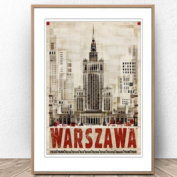 Warsaw Poland Original 2016 Polish poster by Ryszard Kaja 98x68 city view Polska Szkola Plakatu Warszawa stolica