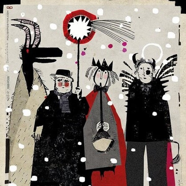 Christmas Carolers Poland Original 2018 poster by Ryszard Kaja Polish folklore