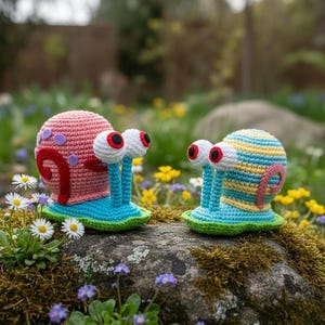 Virkmönster: Havssnigel, Gary snäckan amigurumi plyschleksak