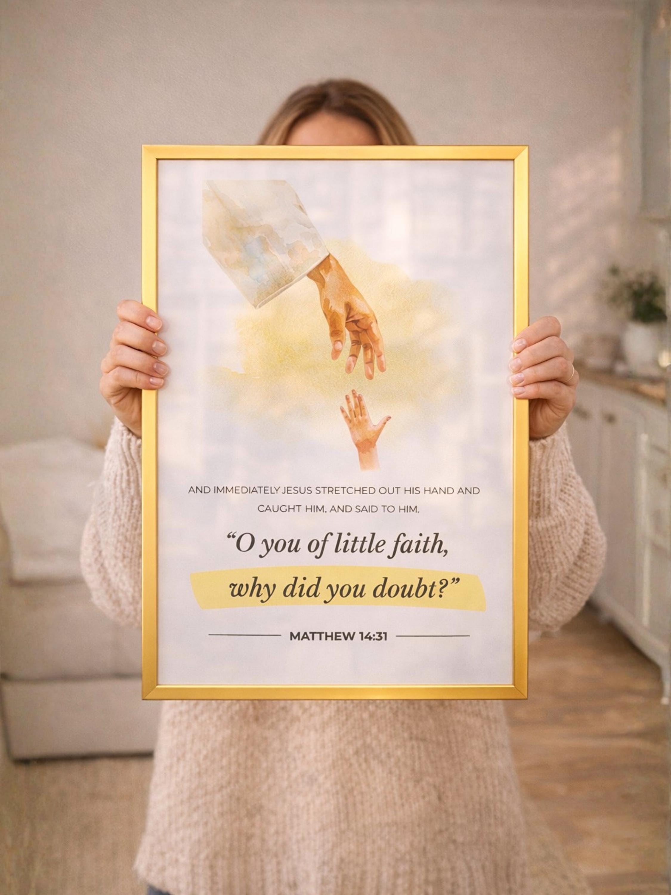 Matthew 14:31 Christian Wall Art | Jesus Reaching Hand Bible Verse ...