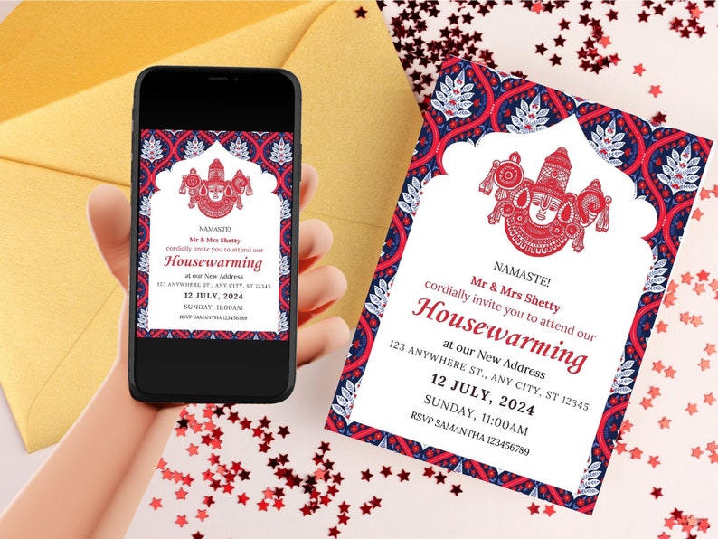 Lord Balaji Housewarming Invitation: Indian Gruhapravesam Evite - Etsy