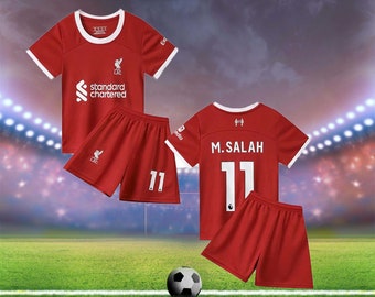 Liverpool Salah #11 Red Soccer Jersey & Shorts Kit Set for Boys and Girls Youth Sizes,Birthday Gift