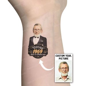 Aged to Perfection Temporary Tattoo, Birthday Milestone Tattoo for 40th 50th 60th, Custom Age Tattoo for Over the Hill Party or Celebration