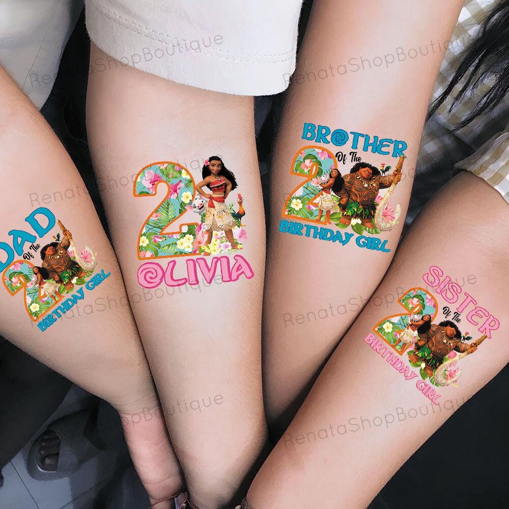 Personalized Ocean Princess Birthday Temporary Tattoos: Tropical Party Favors