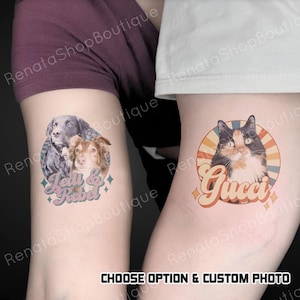 Personalized Face Photo Temporary Tattoo, Custom Face Birthday Tattoo, Retro Pet Tattoo, Bride Face Bachelorette Tattoos,Groom&#39;s Face Tattoo