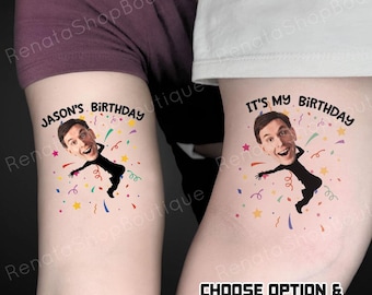 Personalized Birthday Face Temporary Tattoo: Custom Photo Party Favor
