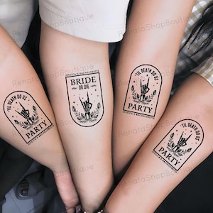 Custom Bride Or Die Bachelorette Temporary Tattoo, Skeleton Bride Tattoos, Bride Squad GirlsTattoo, Spooky Bach Wedding Party Favors Gift