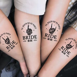 Ride or Die Skeleton Temporary Tattoo, Bride Squad Girls Weekend Tattoo, Bachelorette Wedding Party Favors Gift
