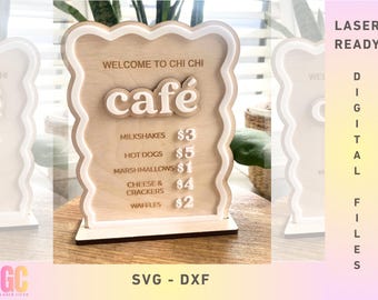 Kids Cafe Food Drink Menu Signs Bundle | Laser Cut (Glowforge, XTool, Cricut, CNC)