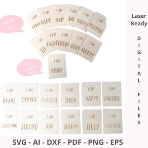 Kids Personalised Set of 12 Wooden I Am Affirmations Cards SVG Cut Files | Positive Affirmations  | Cricut, Xtool CNC Laser Cutting machines