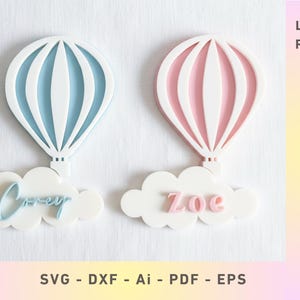 Hot Air Balloon Kids Room Sign Bundle | Laser Cut Vector (Glowforge, XTool, Cricut, CNC)