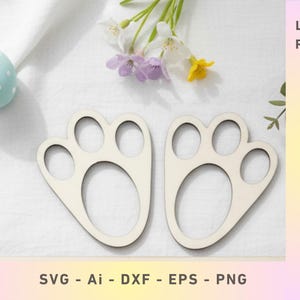 Easter Bunny Paw Footprint Stencils SVG | Rabbit Tracks Vector (Glowforge, XTool, Cricut, CNC)