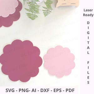 Conjunto de 2 tamanhos de modelos de discos de ganache com bordas recortadas SVG | 10 modelos de decoração de bolos com bordas recortadas | Arquivos cortados a laser SVG DXF PNG Vetor