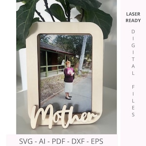 Cadre photo 3D élégant en couches pour maman, maman, maman, SVG |  Cadeau Fête des Mères | Conception complexe découpée au laser