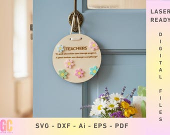 Teachers Quote Door Sign Appreciation Gifts SVG | Laser Cut Vector (Glowforge, XTool, Cricut, CNC)