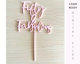 Archivo de corte láser para adorno de tarta "Fifty" (svg, ai, dxf, eps, pdf)