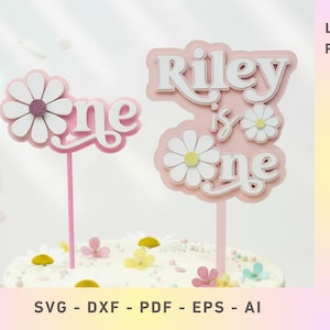 One Daisy First Birthday Cake Topper SVG | Laser Cut Vector (Glowforge, XTool, Cricut, CNC)