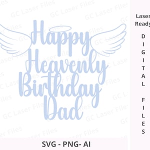 Ensemble de décorations pour gâteaux et breloques pour gâteau joyeux anniversaire papa SVG | PNG à téléchargement numérique pour lasers, machines de découpe, Cricut et Glowforge