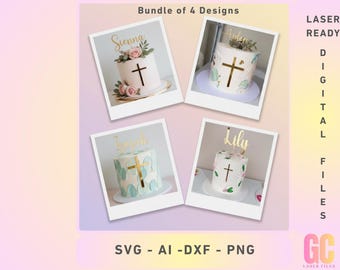 Cross Cake Topper & Fropper SVG Bundle | Laser Cut Vector (Glowforge, XTool, Cricut, CNC)