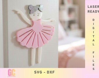 Dancing Ballet Girl SVG | Ballerina Nursery Decor Laser Cut Vector (Glowforge, XTool, Cricut, CNC)