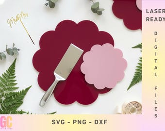 Scalloped 10 Edge Cake Discs: Ganache Templates SVG | Laser Cut Vector (Glowforge, XTool, CNC)