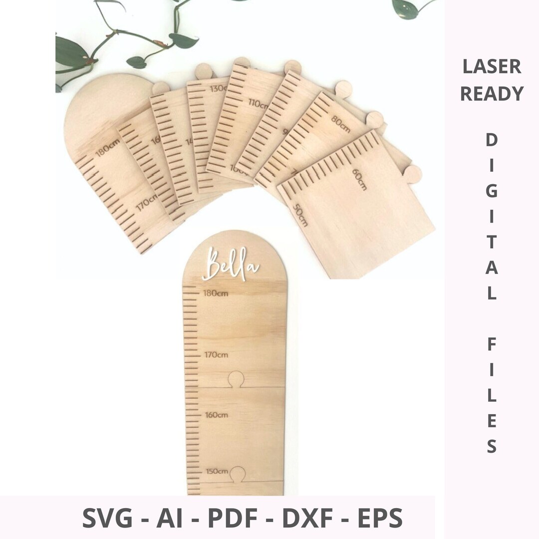 Growth Chart Ruler SVG: 180cm Kids Height, 9 Piece Laser Cut Files ...