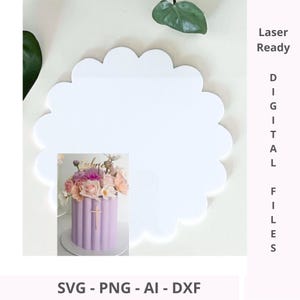 ガナッシュ スカラップ エッジ ケーキ テンプレート 7 インチ / 17.5 cm SVG | ケーキ作りデコレーション用品デジタル ファイル テンプレート | ベクター レーザー カット ファイル