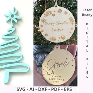 Christmas Baubles Ornaments: Laser Cut SVG DXF Vector Files (Digital Files)
