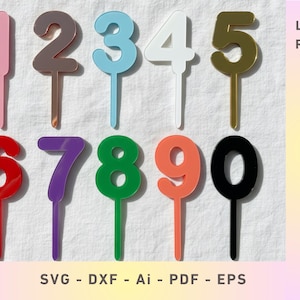 Kindergeburtstag Cupcake und Kuchen Topper Bundle Alter Zahlen 0-9: SVG (Digitaler Download)