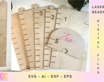 Kids Growth Chart 5ft Height Ruler on Baseboard | Laser Cut Vector (Glowforge, XTool, CNC)