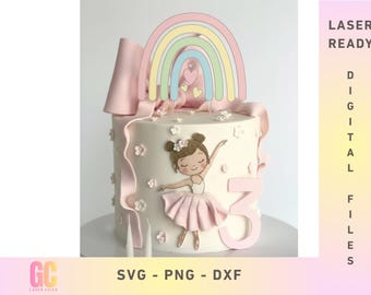 Boho Rainbow Hearts PNG Cake Topper SVG - Hand Drawn Vector (Glowforge, XTool, Cricut, CNC)