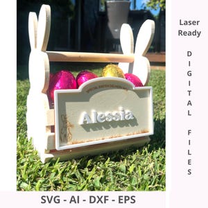 Placa de caja de Pascua SVG / Placa de caja de golosinas de Pascua Descarga digital / Archivo de corte láser / Glowforge / Xtool Laser Cricut / Máquinas de corte DXF
