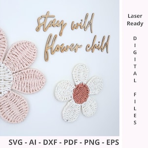 Decoração de parede SVG com palavras de script de criança com flores selvagens | Arquivos para download digital | Parede de berçário para crianças e bebês | Arquivos cortados a laser Vetor | Cricut