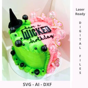 Ayez un charme de gâteau d'anniversaire méchant SVG | Fichiers découpés en téléchargement numérique Décoration de gâteau de joyeux anniversaire | Fichiers vectoriels pour machines de découpe