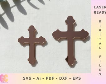 Orthodox Baptism Cross Cake Topper Charm Christening | Laser Cut Vector (Glowforge, XTool, Cricut, CNC)