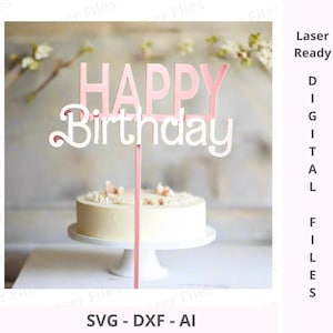 Girls Birthday Cake Topper SVG: Double Layered Laser Cut File (Digital Download