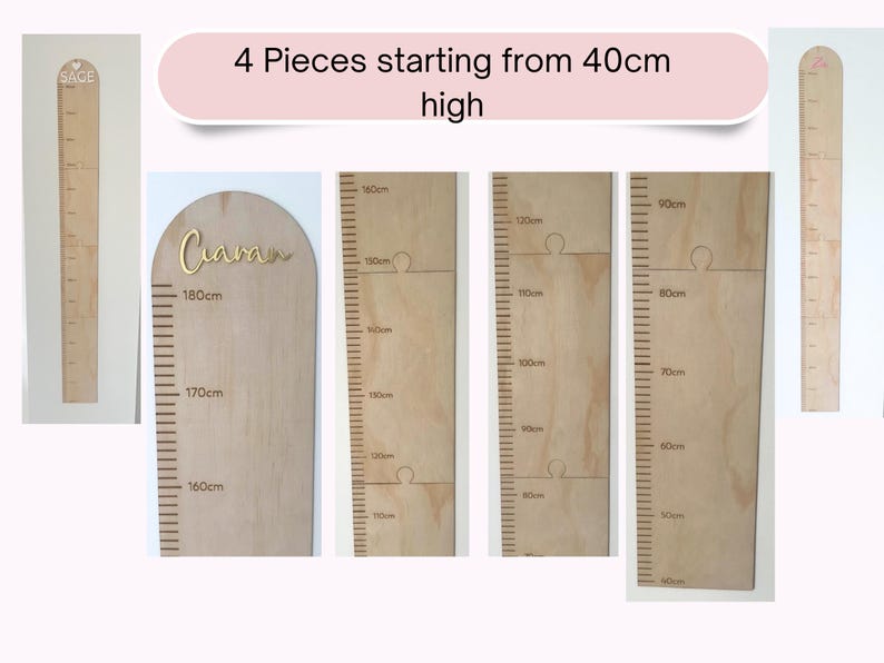 Laser Cut Kids Height Growth Chart Ruler: 4-piece Puzzle 180cm Design ...