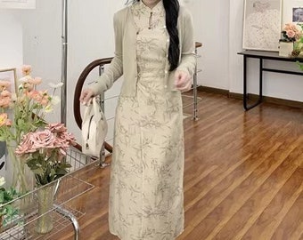 New Chinese retro improvement cheongsam women's printed dress