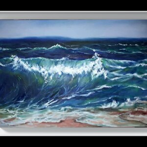 Quadro dipinto onde del mare decorazione artistica pittura ad olio su tela unica originale direttamente dall'artista