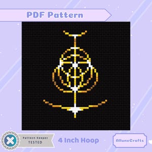 Elden Ring Symbol Cross Stitch Pattern | Small | 4 Inch Hoop | Beginner Cross Stitch | PDF Pattern |