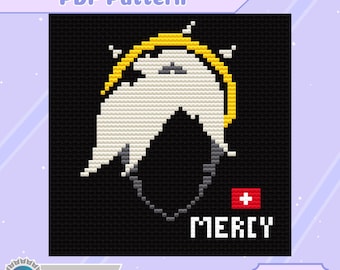 Mercy Silhouette |  Overwatch Cross Stitch Pattern | Small | 5 Inch Hoop | Beginner | PDF Pattern |