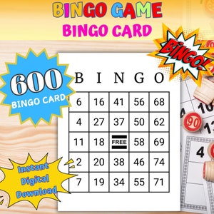 600 cartelle Bingo stampabili per tutte le età / Facile gioco con chiamate 1-75 / Perfetto per famiglie, feste, eventi e attività in classe / Download istantaneo