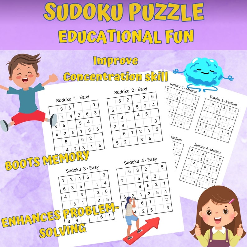 Printable Sudoku 6x6 for Kids | 240 Puzzles With Solutions | Easy ...