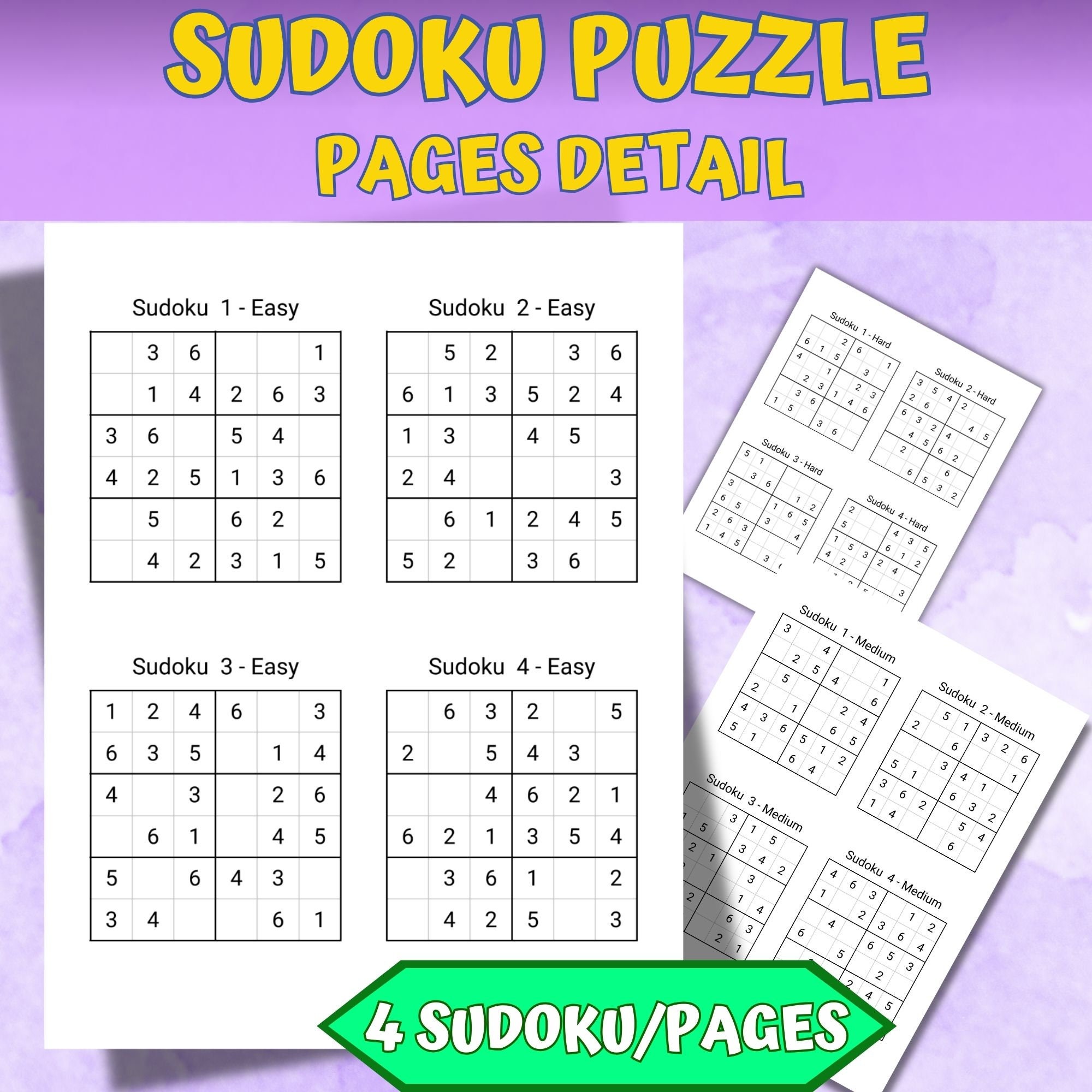 Printable Sudoku 6x6 for Kids | 240 Puzzles With Solutions | Easy ...