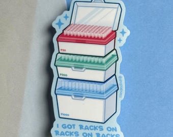 Racks on Racks Vinyl Sticker | Funny Science Stickers, Cute Science Stickers, STEM Stickers, Science Art, Gifts for Scientists