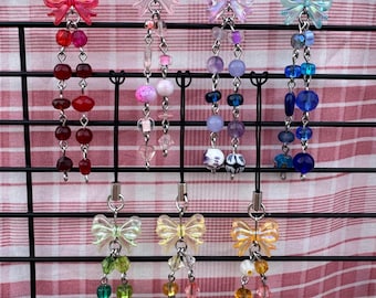 Handmade Beaded Keychain: bow collection phone charms