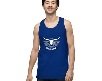 Longhorn garage texas with bulls head Men’s premium tank top