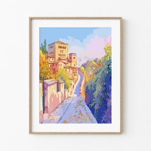 Alhambra Gouache Painting, Spanish Palace Artwork, Andalusian Decor, Travel Inspired Wall Art, Unique Gift Idea
