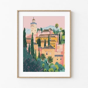 Andalusian Architecture Print, Spanish Palace Artwork, Andalusian Decor, Travel Inspired Wall Art, Unique Gift Idea